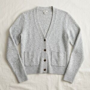 J.Crew S Women's Grey "Extra-Soft" V-Neck Button-Front Cardigan